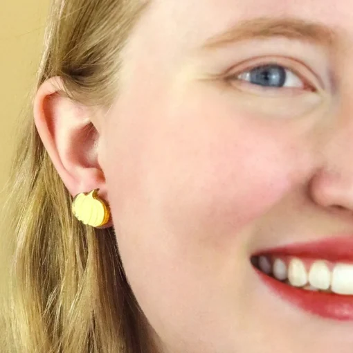 Erstwilder Pumpkin Patch Stud Earrings Set - Gold & Black Gingham* Essential Earrings
