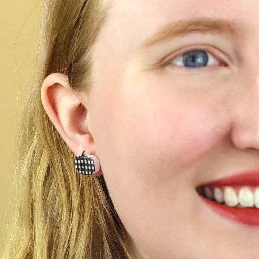 Erstwilder Pumpkin Patch Stud Earrings Set - Gold & Black Gingham* Essential Earrings