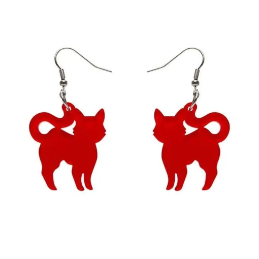 Erstwilder Pussy Cat Bubble Resin Drop Earrings - Red* Essential Earrings