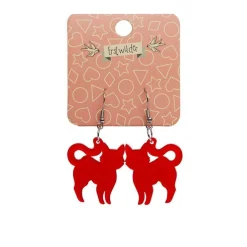 Erstwilder Pussy Cat Bubble Resin Drop Earrings - Red* Essential Earrings
