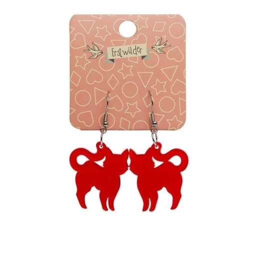 Erstwilder Pussy Cat Bubble Resin Drop Earrings - Red* Essential Earrings