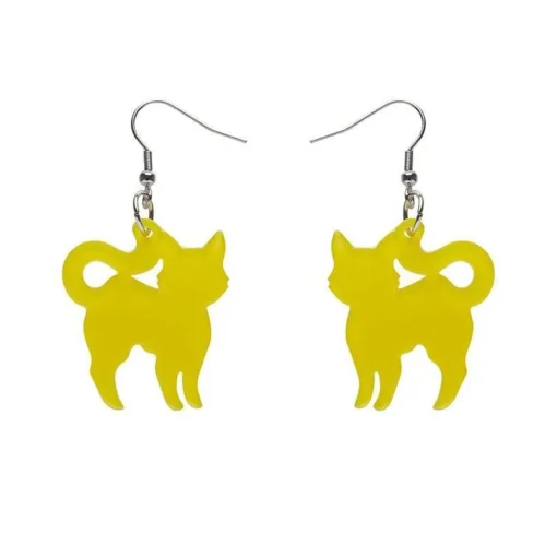 Erstwilder Pussy Cat Bubble Resin Drop Earrings - Yellow* Essential Earrings