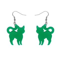 Erstwilder Pussy Cat Bubble Resin Drop Earrings - Green* Essential Earrings