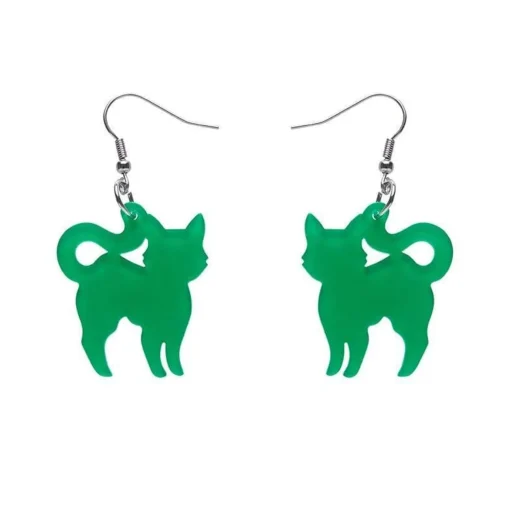 Erstwilder Pussy Cat Bubble Resin Drop Earrings - Green* Essential Earrings