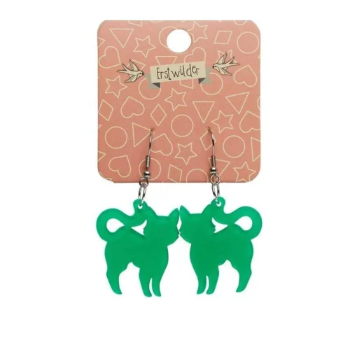 Erstwilder Pussy Cat Bubble Resin Drop Earrings - Green* Essential Earrings