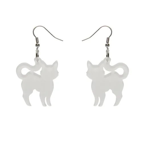 Erstwilder Pussy Cat Bubble Resin Drop Earrings - White* Essential Earrings