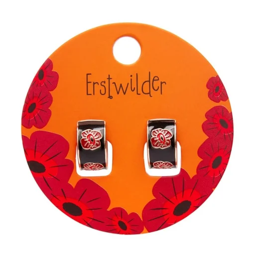 Erstwilder Remembrance Poppy Enamel Huggie Earrings* Enamel Earrings