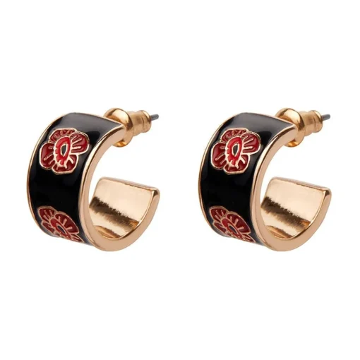 Erstwilder Remembrance Poppy Enamel Huggie Earrings* Enamel Earrings