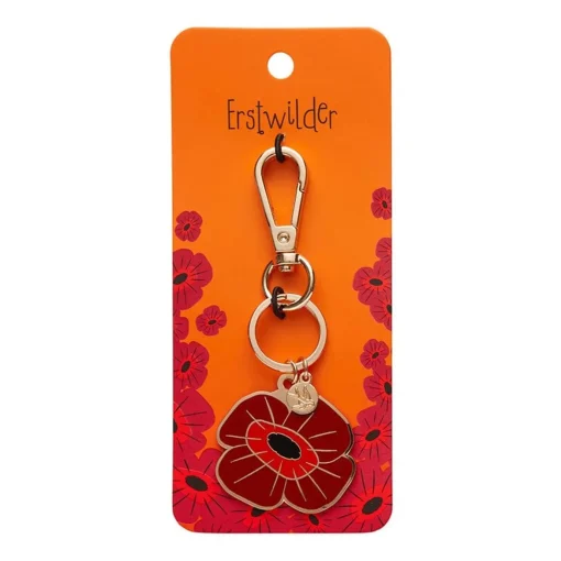 Erstwilder Remembrance Poppy Enamel Key Ring* Enamel Key Rings