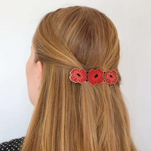 Erstwilder Remembrance Poppy Enamel Hair Barrette* Hair Clips & Claws