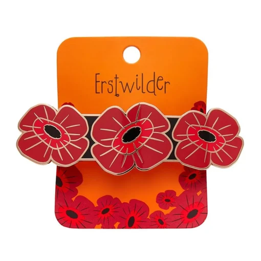 Erstwilder Remembrance Poppy Enamel Hair Barrette* Hair Clips & Claws