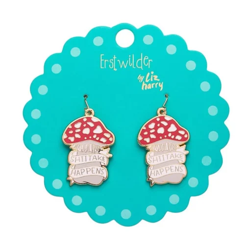 Erstwilder Shiitake Happens Enamel Drop Earrings* Enamel Earrings
