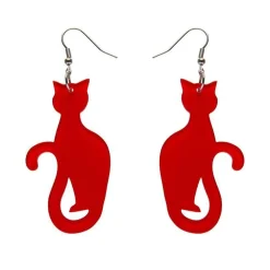 Erstwilder Sitting Cat Bubble Resin Drop Earrings - Red* Essential Earrings