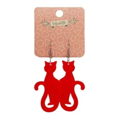 Erstwilder Sitting Cat Bubble Resin Drop Earrings - Red* Essential Earrings