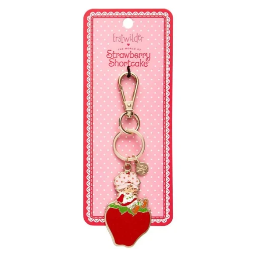 Erstwilder Sitting On A Strawberry Enamel Key Ring* Enamel Key Rings