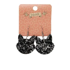 Erstwilder Solid Cat Head Chunky Glitter Resin Drop Earrings - Silver* Essential Earrings