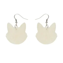 Erstwilder Solid Cat Head Ripple Resin Drop Earrings - White* Essential Earrings
