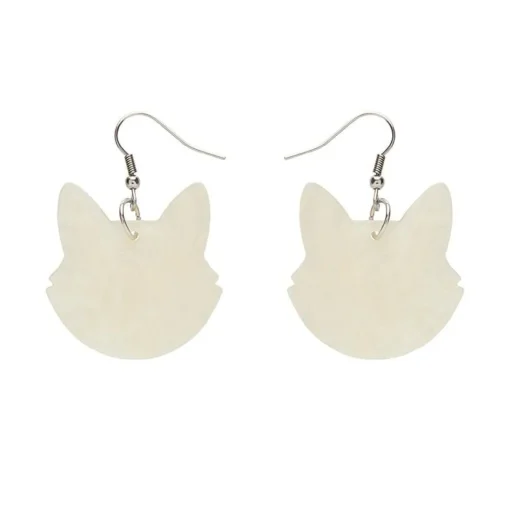 Erstwilder Solid Cat Head Ripple Resin Drop Earrings - White* Essential Earrings