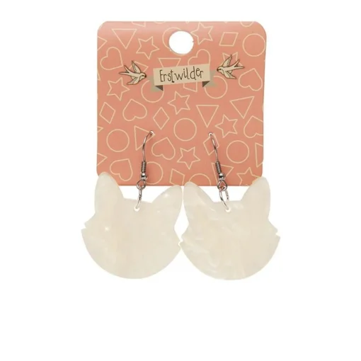 Erstwilder Solid Cat Head Ripple Resin Drop Earrings - White* Essential Earrings