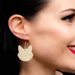 Erstwilder Solid Cat Head Ripple Resin Drop Earrings - White* Essential Earrings