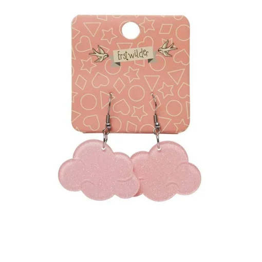 Erstwilder Solid Cloud Glitter Resin Drop Earrings - Pink* Essential Earrings