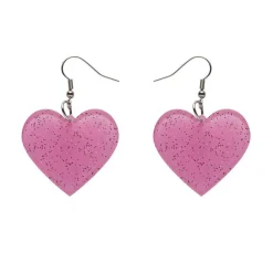 Erstwilder Solid Heart Glitter Resin Drop Earrings - Pink* Essential Earrings