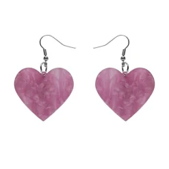 Erstwilder Solid Heart Ripple Resin Drop Earrings - Mauve* Essential Earrings