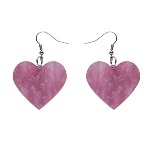 Erstwilder Solid Heart Ripple Resin Drop Earrings - Mauve* Essential Earrings