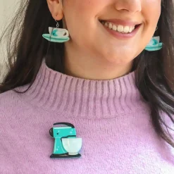 Erstwilder Spin Me Right Round Brooch - Teal* Brooches
