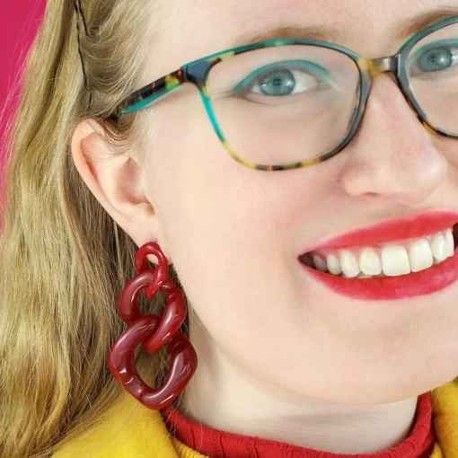 Erstwilder Statement Marble Chain Earrings - Ruby Red* Essential Earrings