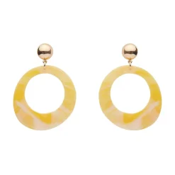 Erstwilder Statement Marble Resin Circle Drop Earrings - Yellow* Essential Earrings