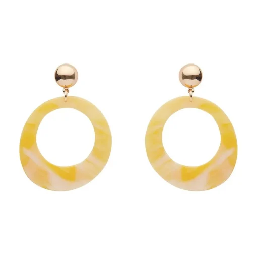 Erstwilder Statement Marble Resin Circle Drop Earrings - Yellow* Essential Earrings