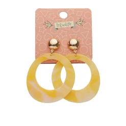 Erstwilder Statement Marble Resin Circle Drop Earrings - Yellow* Essential Earrings