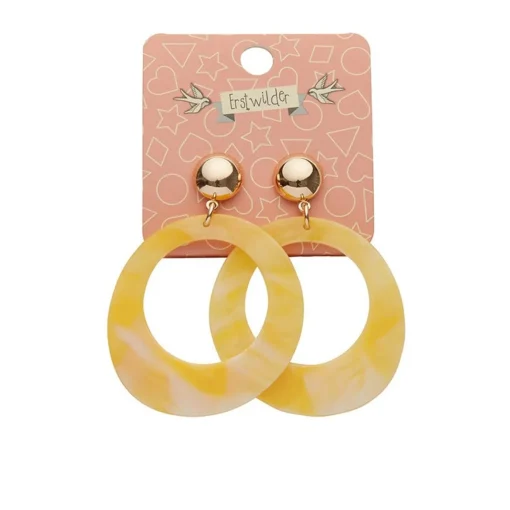 Erstwilder Statement Marble Resin Circle Drop Earrings - Yellow* Essential Earrings