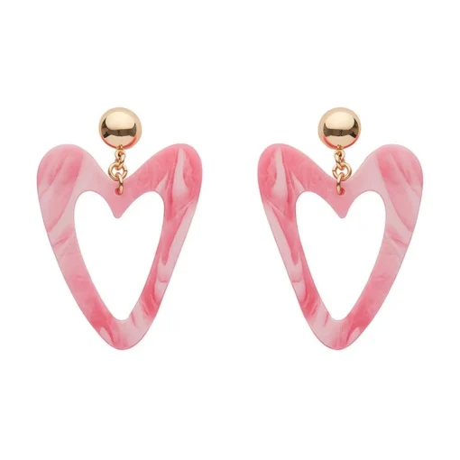 Erstwilder Statement Marble Resin Heart Drop Earrings - Pink* Essential Earrings