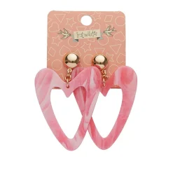 Erstwilder Statement Marble Resin Heart Drop Earrings - Pink* Essential Earrings