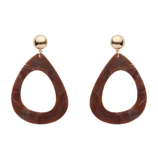 Erstwilder Statement Marble Resin Tear Drop Earrings - Brown* Essential Earrings
