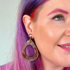 Erstwilder Statement Marble Resin Tear Drop Earrings - Brown* Essential Earrings