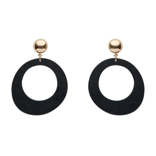 Erstwilder Statement Ripple Resin Circle Drop Earrings - Black* Essential Earrings