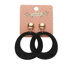 Erstwilder Statement Ripple Resin Circle Drop Earrings - Black* Essential Earrings