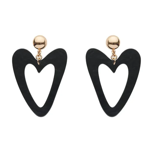 Erstwilder Statement Ripple Resin Heart Drop Earrings - Black* Essential Earrings