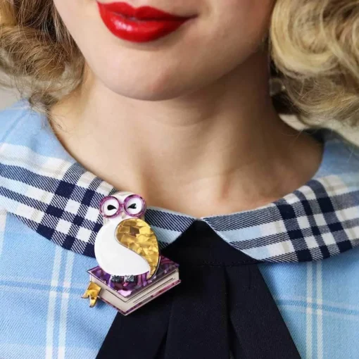 Erstwilder Studious Snow Owl Brooch* Brooches