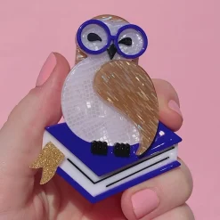 Erstwilder Studious Snow Owl Brooch* Brooches