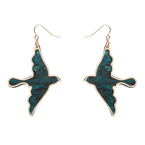 Erstwilder Swallow Ripple Glitter Resin Drop Earrings - Green* Essential Earrings