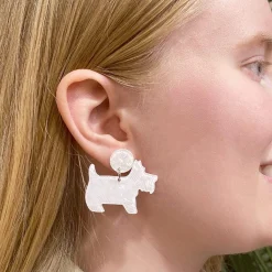 Erstwilder Terrier Textured Resin Drop Earrings - White* Essential Earrings
