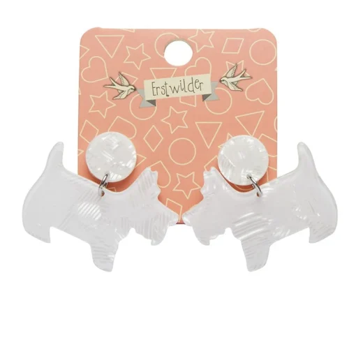 Erstwilder Terrier Textured Resin Drop Earrings - White* Essential Earrings