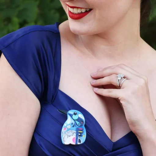 Erstwilder The Astute Azure Kingfsher Brooch* Brooches