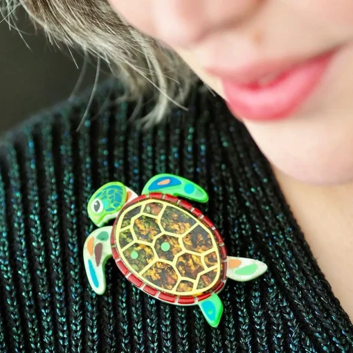 Erstwilder The Graceful Green Sea Turtle Brooch* Brooches