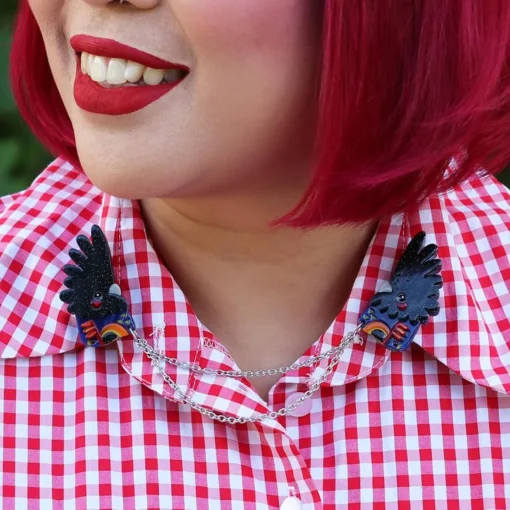 Erstwilder The Rare Red-Tail Cockatoo Cardigan Clips* Brooches