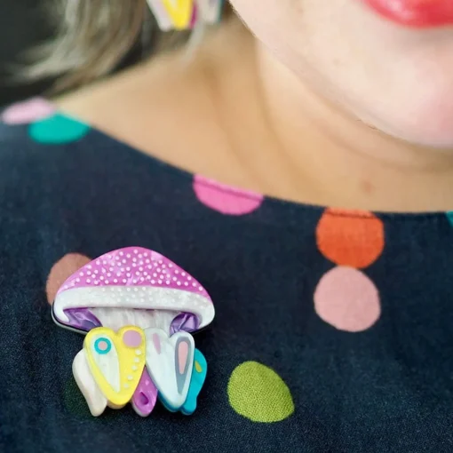 Erstwilder The Whimsical White Spotted Jellyfish Brooch* Brooches